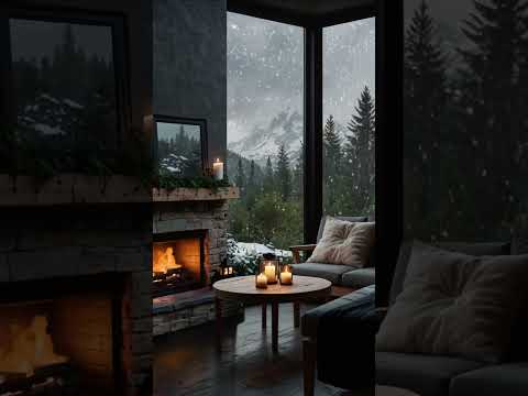 Winter Fireplace Ambience❄️🔥 #snow #fireplace #relax #fire #snowstorm  #vibe #relaxing