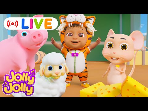 LIVE🔴The animals on the farm, Five little ducks + More | Jolly Jolly & Animals - Best Kids Songs!