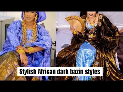 STYLISH AFRICAN DARK BAZIN DRESS STYLISH FOR SPECIAL OCCASIONS/ BAZIN DRESS MODÈLES