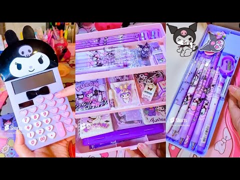 🔮Purple Cute Kuromi Sanrio Stationery Haul ASMR