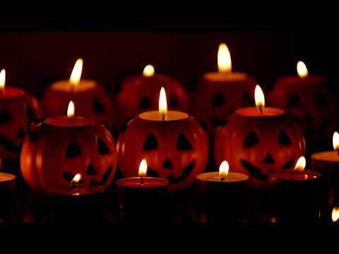 Halloween Music Playing in Another Room 🎃 1 Hour Playlist with Jack O'Lantern Candles Background