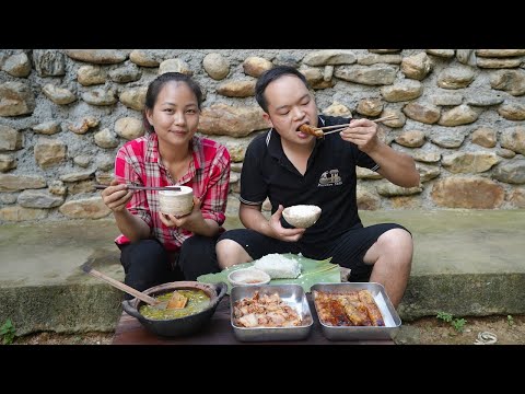 Cook dishes that the PRIMITIVE SKILLS likes | dinner with my husband | Build a flower Garden