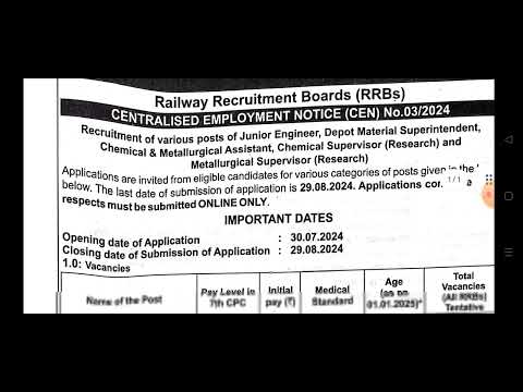 RRB JE OFFICIAL NOTIFICATION 2024, RRB JE PERMANENT JOBS 2024, RRB JE DIPLOMA ALL GROUPS GOVT JOBS