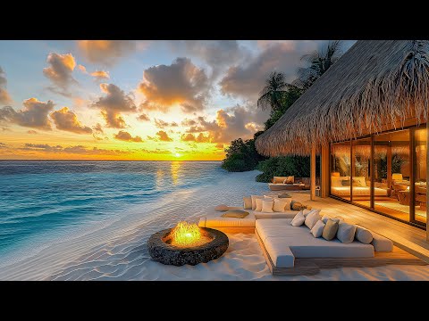 Sunset Beach Space & Upbeat Bossa Nova Jazz - Positive Bossa Nova With Ocean Waves To Lift Spirits