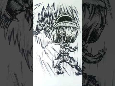 Speed Drawing Stick-man Goku vs Ōzaru 😳//#anime #drawing #shorts