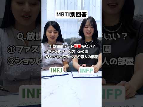 【MBTI別回答】infjとinfpに恋バナ質問してみた！#shorts #mbti #infp #infj #おすすめ #おもしろ #maisonable