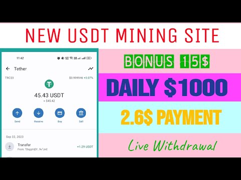 This Latest USDT Earning Platform 2023 | Instnat 2.6$ Payment Proof | USDT Mining Site