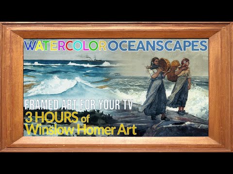 WATERCOLOR OCEANSCAPES | FRAMED 4K HD ART SCREENSAVER | Vintage Art for your Home w/ Relaxing Ocean