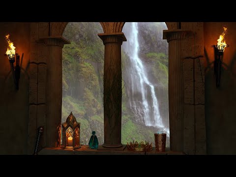 Elven Chamber | Harp Music, Choir, Rain, Waterfall, Ethereal Elvish Ambience