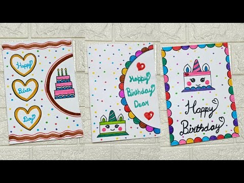 3 Birthday cake card 😍🎂 How to make birthday gift card • Birthday drawing card • Birthday gift idea