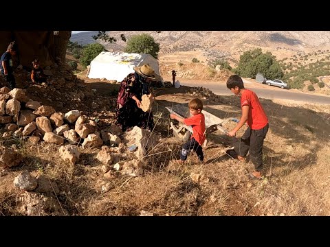 Nomadic Life: Building a Sitting Platform 🪑Bringing a Water Tank for Children 💧