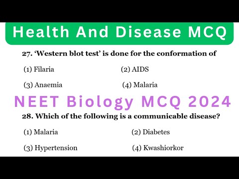 Health And Disease MCQ | Biology MCQ 2024 | NEET 2024 MCQ | Class 12 Biology MCQ