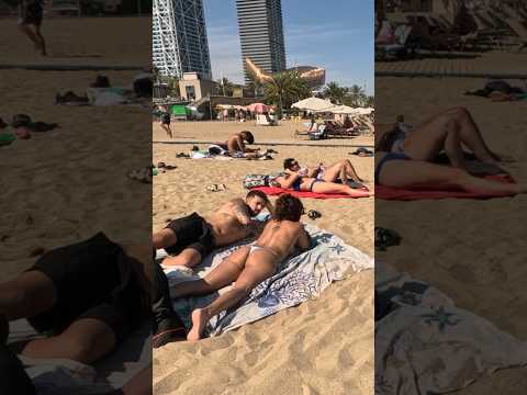 Barcelona Spain Barceloneta BEACH #shorts#beach #2024 #mallorca #nice #travel #shortsviral #walking