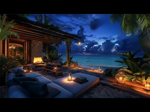 Relaxing Night at Malibu Luxury Beach House 🌙 | Crackling Fire & Peaceful Ocean Sounds