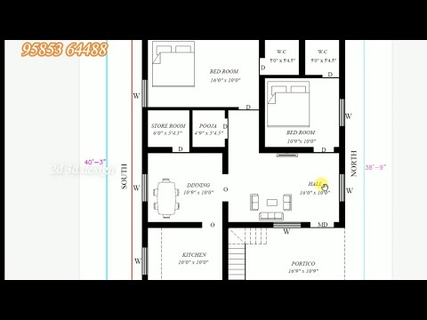 2bhk East facing house plan as per vastu