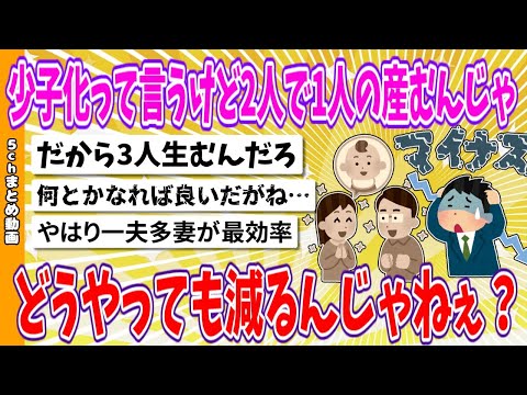 【2chまとめ】少子化って言うけど2人で1人の産むんじゃ、どうやっても減るんじゃねぇ？【面白いスレ】