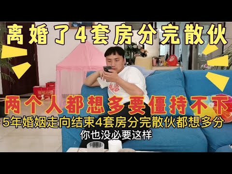 90后夫妻5年婚姻结束，4套房产如何分配？俩人都想多分，都太贪心