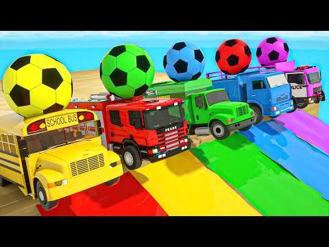 Baby Shark + Ice Cream Song - Bouncing soccer balls Colorful cars - Baby Nursery Rhymes & Kids Songs