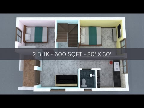 20 x 30 | 600 sqft | 2bhk | House floor plan | 3d house plan | home sweet home