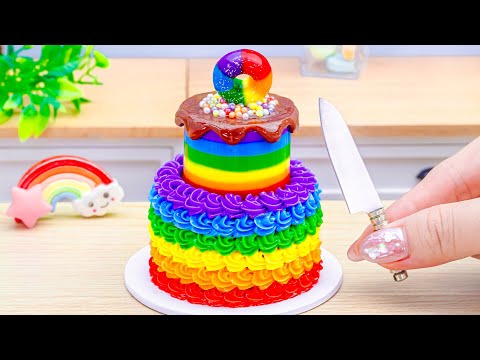 💞Amazing Rainbow Cake 💞 Beautiful Miniature Rainbow Donut Cake Decorating Ideas by Lotus Cakes