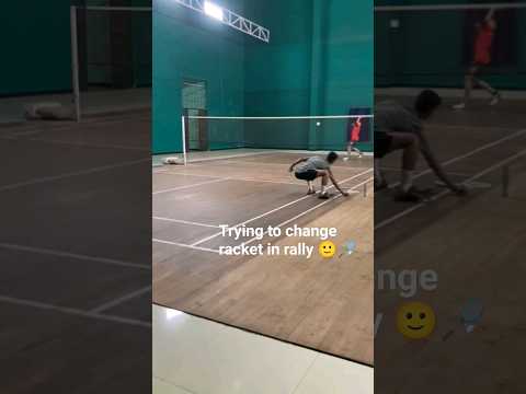 trying to change racket in rally 🏸🙂#badminton #ytshorts #viral #subscribe