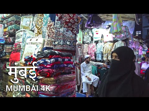 MUMBAI Musafir Khana Market Walking Tour 🇮🇳 - Vibrant Market Life 4K HDR