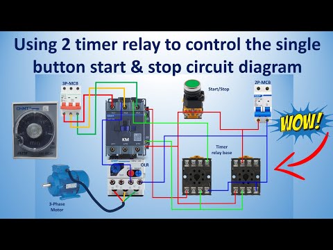 Using 2 Timer Relays to Control Single Button Start & Stop Circuit Diagram | Wiring Guide