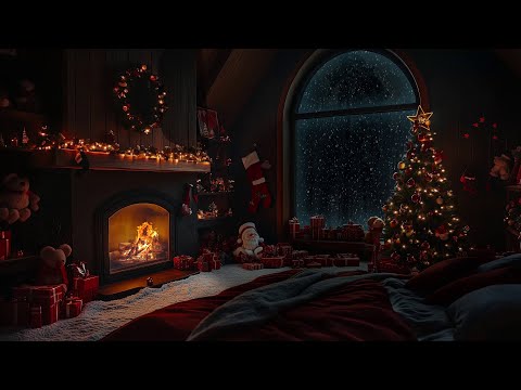 Peaceful Christmas Ambience | Cabin Fireplace & Snowstorm Sounds for Calm☃️