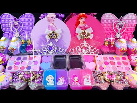 Purple vs Pink Slime Mixing Eyeshadow,Glitter & Random things into slime #asmr #satisfying #Elsa