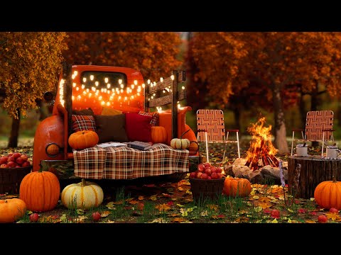 Cozy Autumn Tailgate Ambience | Crackling Fall Bonfire & Autumn Day Sounds