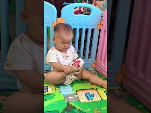 Baby 😘 is trying to wear shoes 👟 so funny 🤣 #cute #Baby #babies #fun #funny #cutebaby #foryou #kids