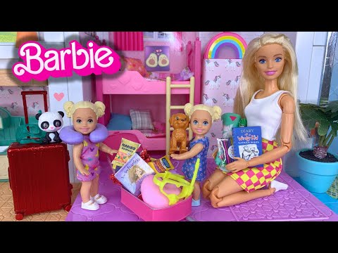 Barbie & Ken Doll Family Packing for Summer Camp Story