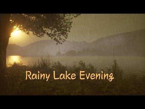 Relaxing Rainy Lake Evening with Frogs and Crickets | Nature Sounds for Sleep and Relaxation