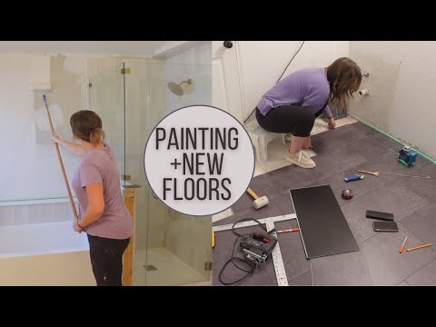 PAINTING + NEW FLOORS & VANITY | Bathroom Makeover pt 7