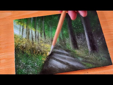 Morning Glow in the Forest / Acrylic Painting Technique