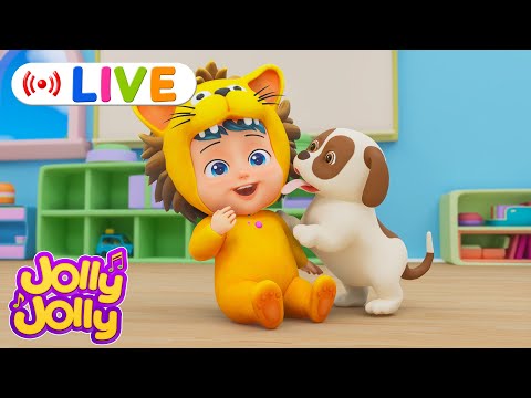 LIVE🔴🐶Bingo🐶, Five Little Ducks + More | Jolly Jolly & Animals - Best Kids Songs!