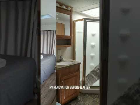 Is that really the same RV? Before and after of our first full renovation #renovation