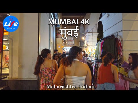 Colaba Causeway, MUMBAI Street Market Walking at Night | Mumbai's Colorful Nightlife 4K HDR