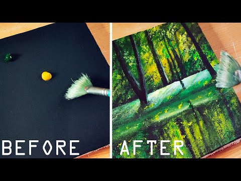 How to Draw Summer Forest / Painting Technique Acrylic