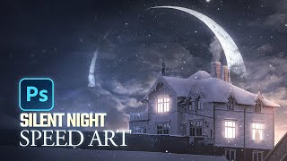 SILENT NIGHT - Winter Cityscape - Photoshop Composite Speed Art