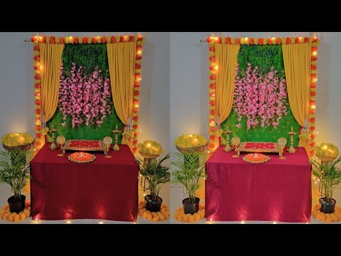 Diwali decoration ideas using saree / lakshmi mata puja decoration ideas for home