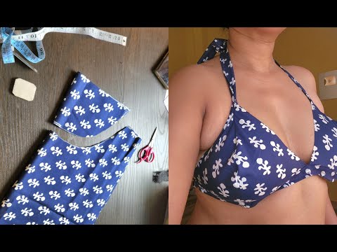 Neck Tie Bikini Bra Cutting and Stitching | Very Easy