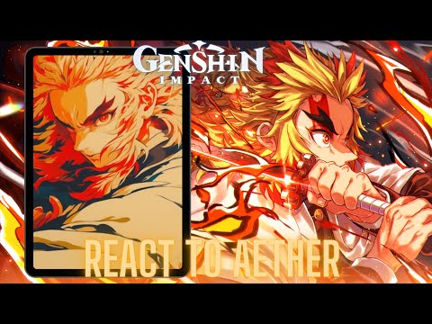 Genshin impact react to Aether as rengoku kyojuro | Demon Slayer | Giyuu | Gacha life 2