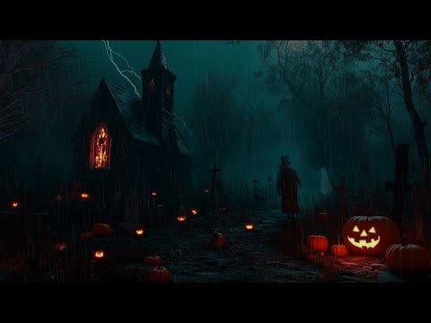 Halloween Spooky Ambience 👻 Haunted Houses🦇Rainy Halloween