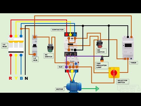 dol starter motor and timer connection for auto and manual