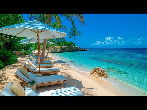 Maldives Beach Space With Bossa Nova Jazz In The Morning - Bossa Nova Jazz Melody And Ocean Waves