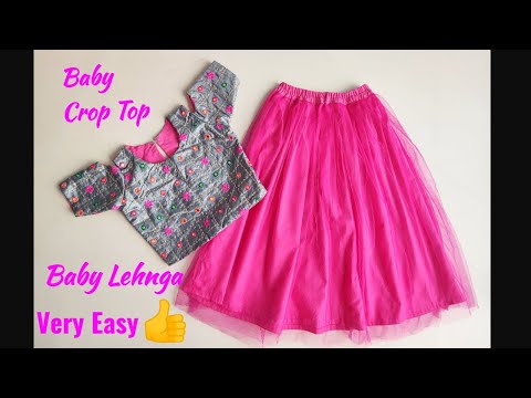 Baby Crop Top With Lehnga Cutting and stitching Step by step | Baby Lehnga Cutting and Stitching