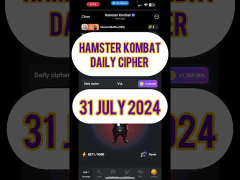 Hamster Kombat Daily Cipher: 31 July 2024  #dailycombohamsterkombat #hamsterkombatdailycombo #crypto