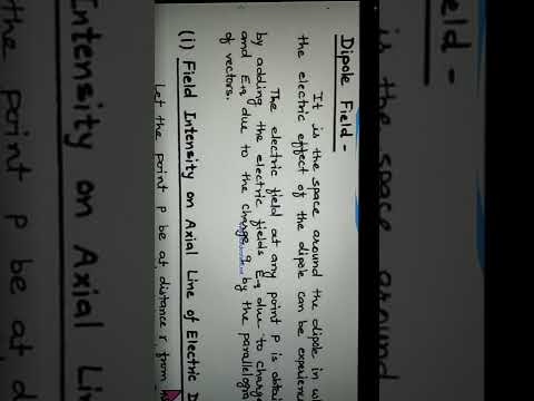 #ELECTRIC FILED INTENSITY ON AXIAL POSITION OF DIPOLE #pseb #cbse #12physics #neet