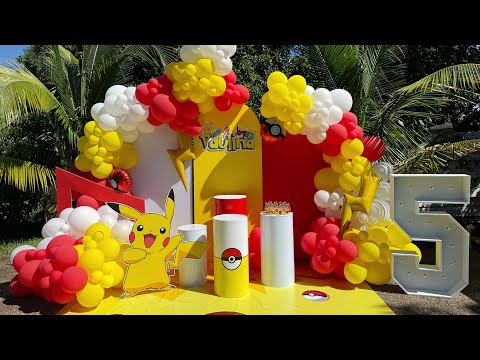 Pikachu Birthday Party or what to do when you took a wrong backdrop cover |Big Balloon Setup Outside